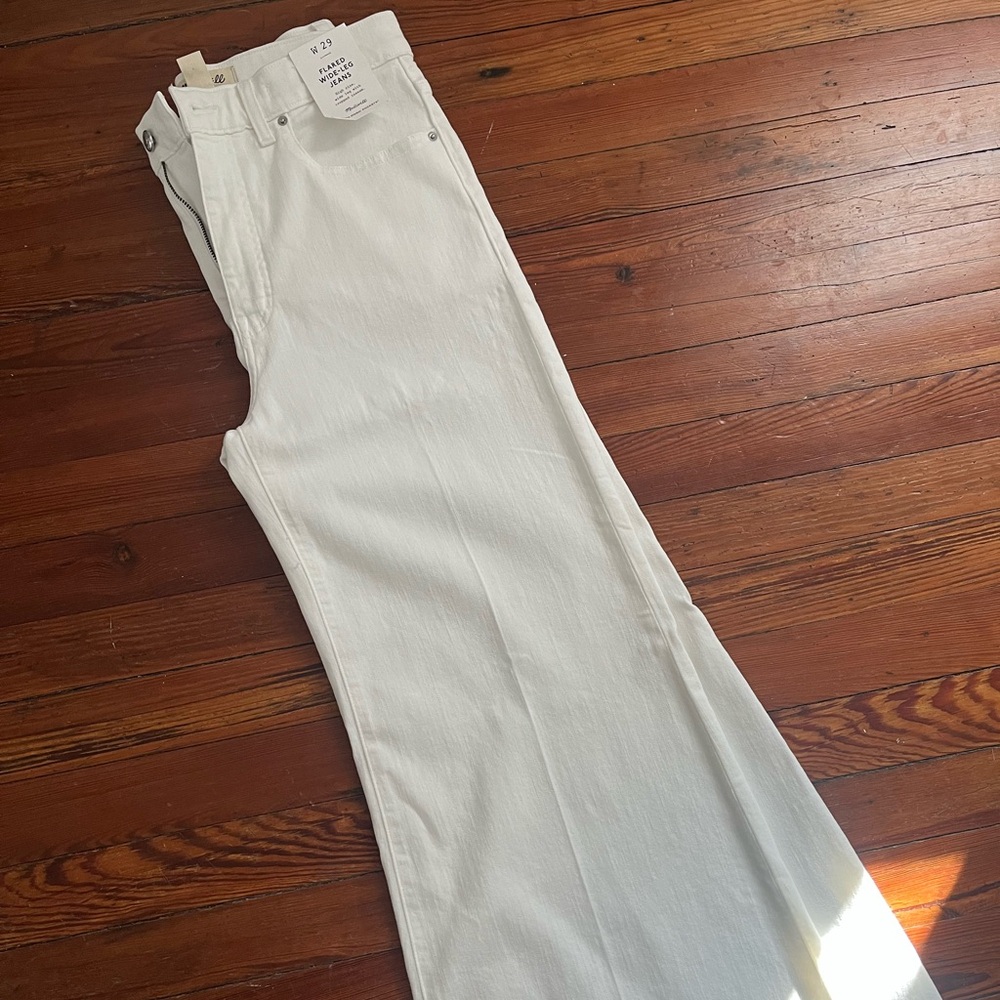Madewell Ivory Flared Wide-Leg Jeans